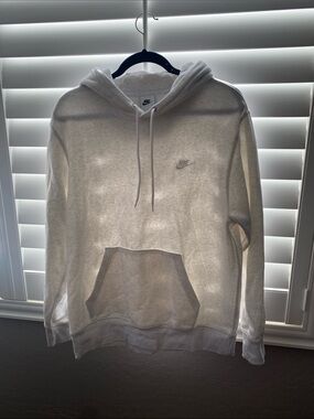 Nike White/light gray Pullover Hoodie with Subtle Swoosh